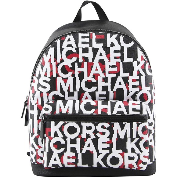 MICHAEL KORS MENS Cooper Monogram Backpack Bag Black/Mandarin Nwt $548 - Picture 1 of 4
